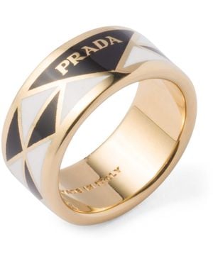 Prada Enamel Triangle Ring - Metallic