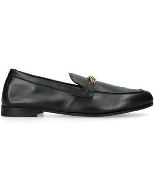 Versace Leather Medusa Chain Loafers - Black