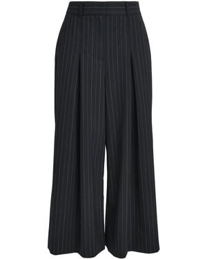 ME+EM Pinstripe Cropped Wide-Leg Trousers - Black