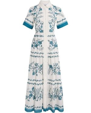 Erdem Cotton-Linen Printed Maxi Dress - Blue