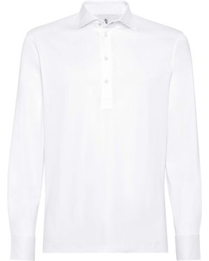 Brunello Cucinelli Cotton Long-Sleeve Polo Shirt - White
