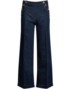 Claudie Pierlot Pascale Wide-Leg Mid-Rise Jeans - Blue