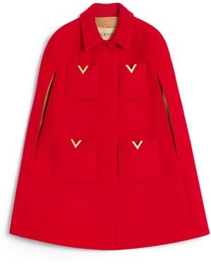 Valentino Wool-Silk Cape - Red