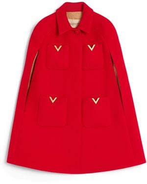 Valentino Wool-Silk Cape - Red