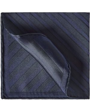 Brunello Cucinelli Silk Striped Pocket Square - Blue