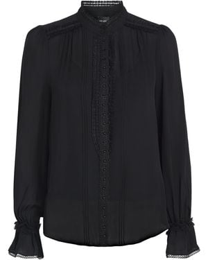 ME+EM Silk Lace-Trim Blouse - Black