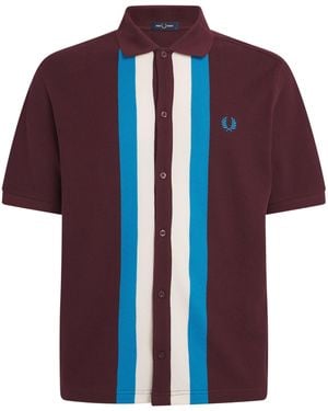 Fred Perry Cotton Striped Polo Shirt - Red