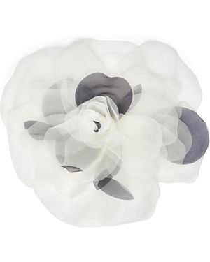 Marina Rinaldi Silk Organza Flower Brooch - White