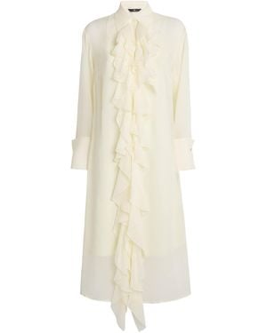 7 For All Mankind Silk Ruffle Midi Dress - Natural