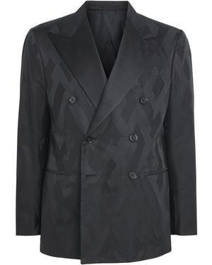 Ralph Lauren Cotton-Silk Double-Breasted Kent Tuxedo Jacket - Black