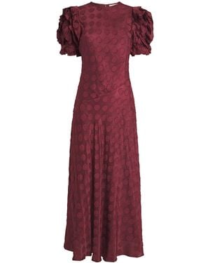 Ulla Johnson Ruffle-Sleeve Elvia Midi Dress - Purple