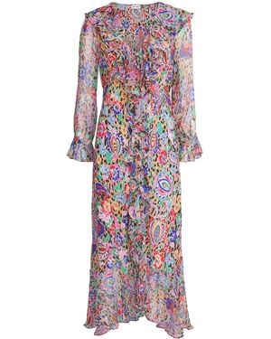 RIXO London Leopard-Floral Print Gracye Maxi Dress - Purple