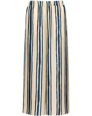 Weekend by Maxmara Silk Wide-Leg Trousers - Blue
