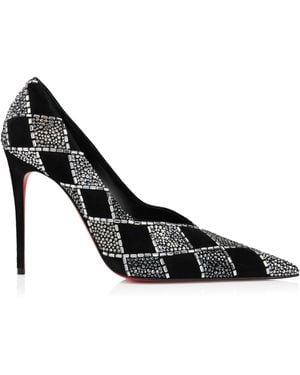 Christian Louboutin Doria Suede Crystal-Check Pumps 100 - Black
