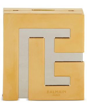 Balmain Metal Monogram Clutch Bag - Yellow