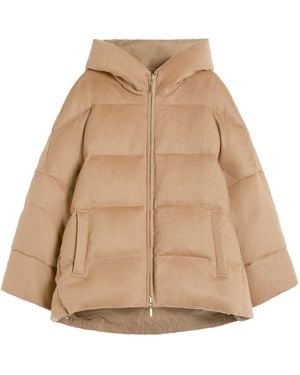Max Mara Down Camel Wool Reversible Quilted Coat - Natural
