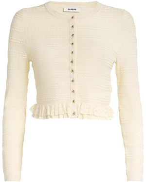 Sandro Frilled Cropped Cardigan - Natural