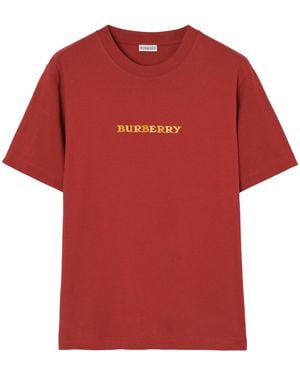 Burberry Cotton Heritage Logo T-Shirt - Red