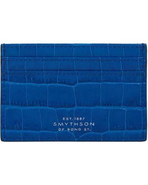 Smythson Leather Mara Flat Card Holder - Blue