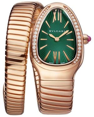 BVLGARI Rose And Diamond Serpenti Tubogas Watch 35Mm - Green