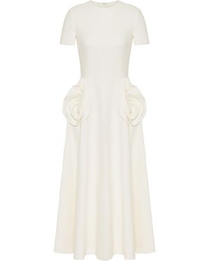 Valentino Garavani Rose-pocket Midi Dress - White