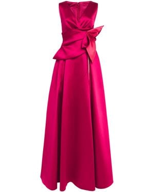 Talbot Runhof Floral Tie-Waist Gown - Pink