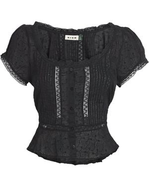 RIXO London Broderie Anglaise Sandi Top - Black