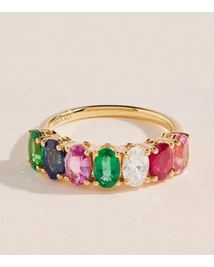 Anita Ko Diamond, Emerald, Ruby And Sapphire Ring - Red