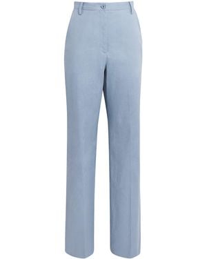 Claudie Pierlot Linen-Cotton Straight Trousers - Blue