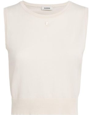 Sandro Cotton-Blend Tank Top - White