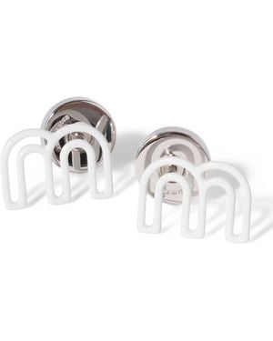 Miu Miu M Logo Stud Earrings - White