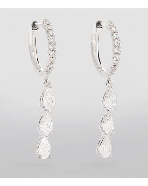 Anita Ko And Diamond Huggie Hoop Three-Drop Earrings - White