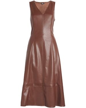 PAIGE Faux Leather Fiorella Midi Dress - Brown