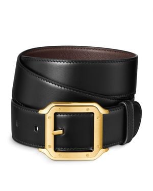 Cartier Leather Santos De Reversible Belt - Black