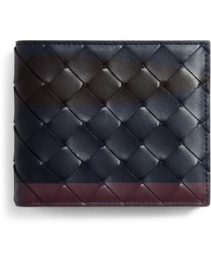 Bottega Veneta Leather Intrecciato Bifold Wallet - Blue