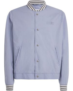 MM6 by Maison Margiela Cotton Numeric Print Bomber Jacket - Blue