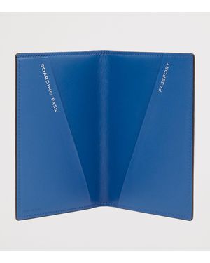 Smythson Leather Panama Passport Cover - Blue