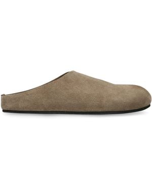 The Row Hugo Suede Slides - Brown