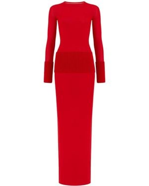 Alaïa Merino Wool Maxi Dress - Red
