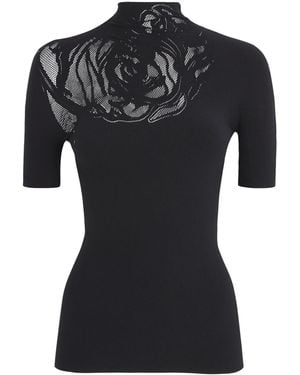 Wolford Rose Mock-Neck Top - Black