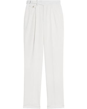 dunhill Wool Double-Pleated Formal Trousers - White