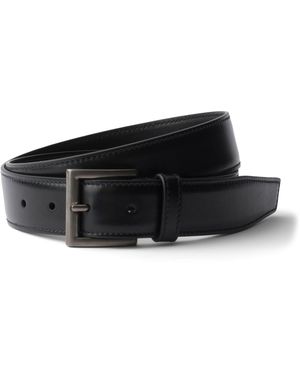 Prada Leather Square-Buckle Belt - Black