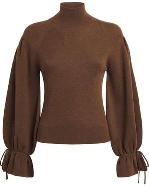 Ulla Johnson Merino Wool Puff-Sleeve Camille Sweater - Brown