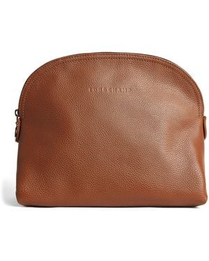 Longchamp Leather Le Foulonné Wash Bag - Brown