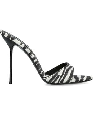 Paris Texas Canvas Zebra Lidia Mules 105 - Metallic