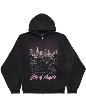Balenciaga Cotton City Of Angels Zip-Up Hoodie - Black