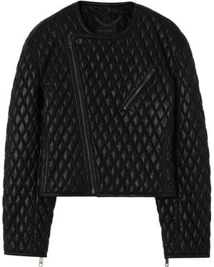 Burberry Leather Cropped Laverley Jacket - Black