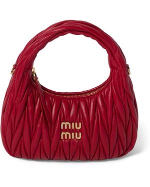 Miu Miu Matelassé Leather Wander Top-Handle Bag - Red