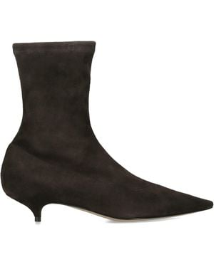 The Row Liisa Suede Kitten Ankle Boots 35 - Brown