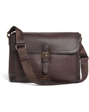 Polo Ralph Lauren Pebbled Leather Messenger Bag - Brown